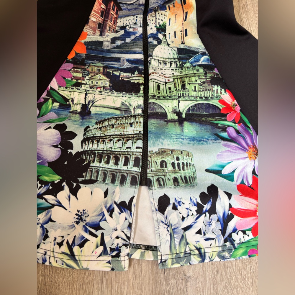 Just Love Multi-Color Scenic Print Midi Dress with Black Panels - Picture 15 of 15